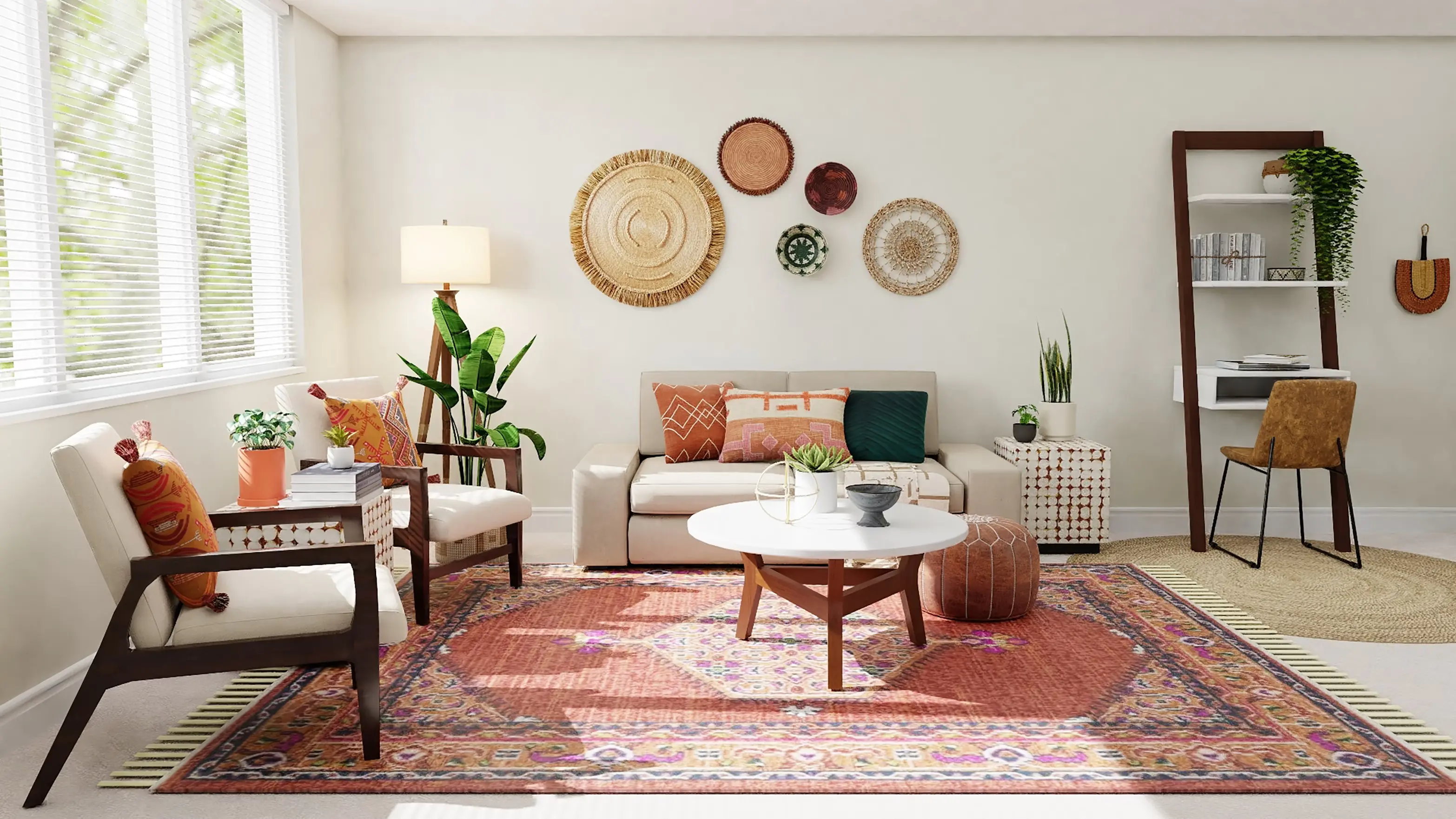 Sala de estar con decoración moderna y sostenible