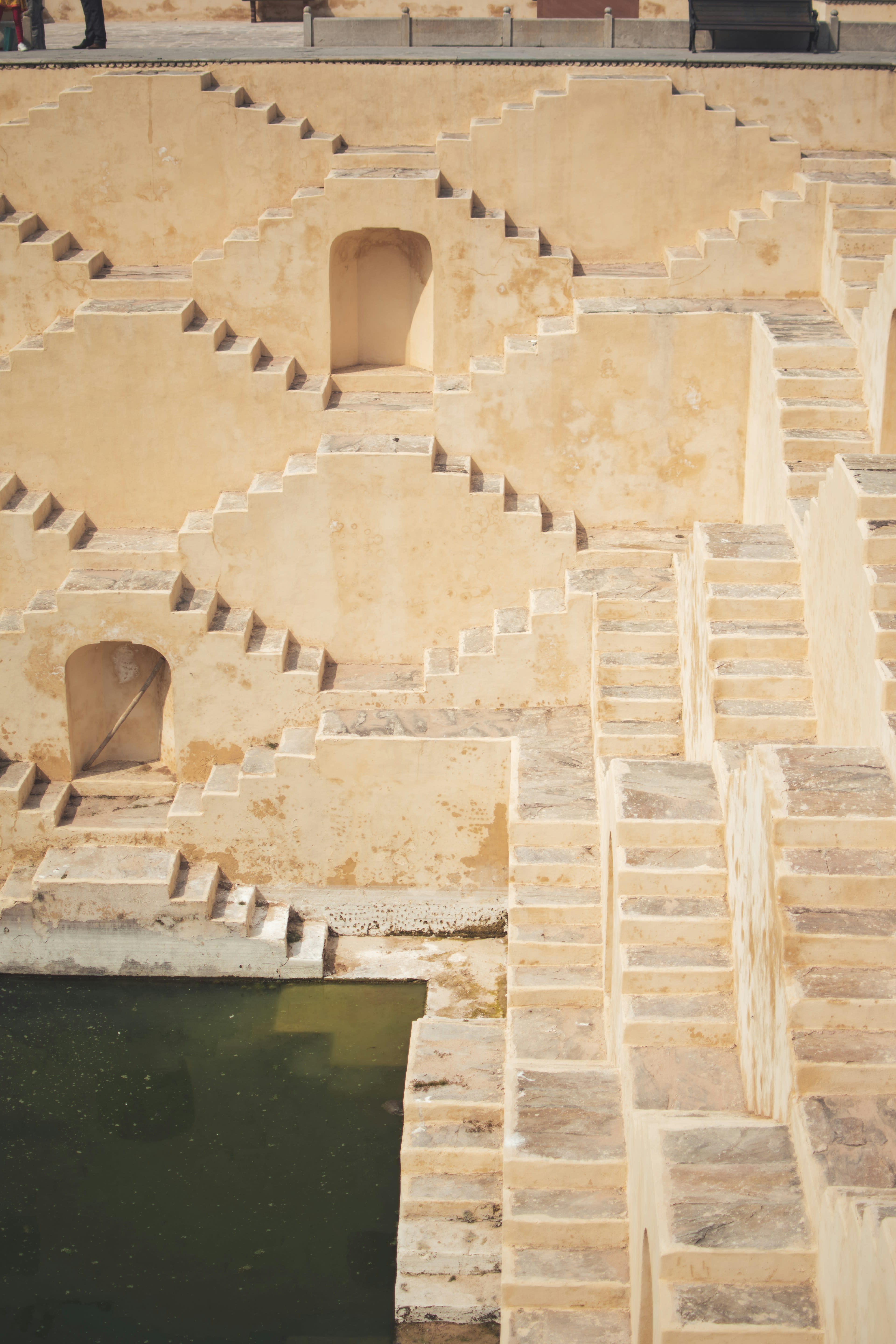 The geometric zigzag steps of a deep ancient stepwell
