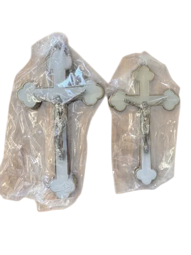 Celestial Metal Hand Hold Cross Crucifix Jesus Holy Carved Christ White (Big)