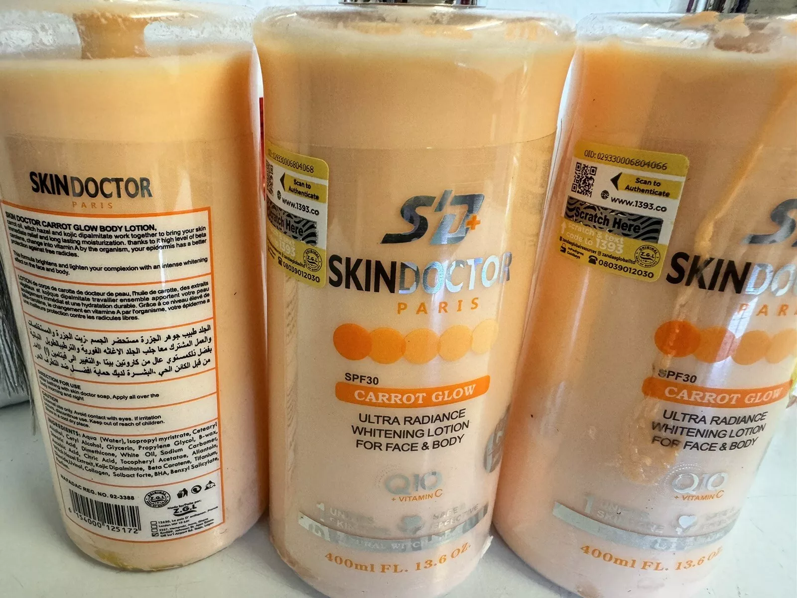 Original Skin Doctor Carrot Glow Whitening Lotion Face & Body Milk (400ml) SPF 30