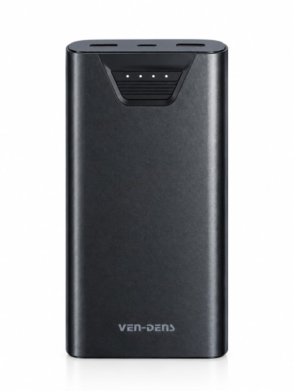 VEN-DENS VD-PB042 20,000mAh Power Bank Black – Portable USB Battery Charger with Dual USB Outputs & Type-C Input