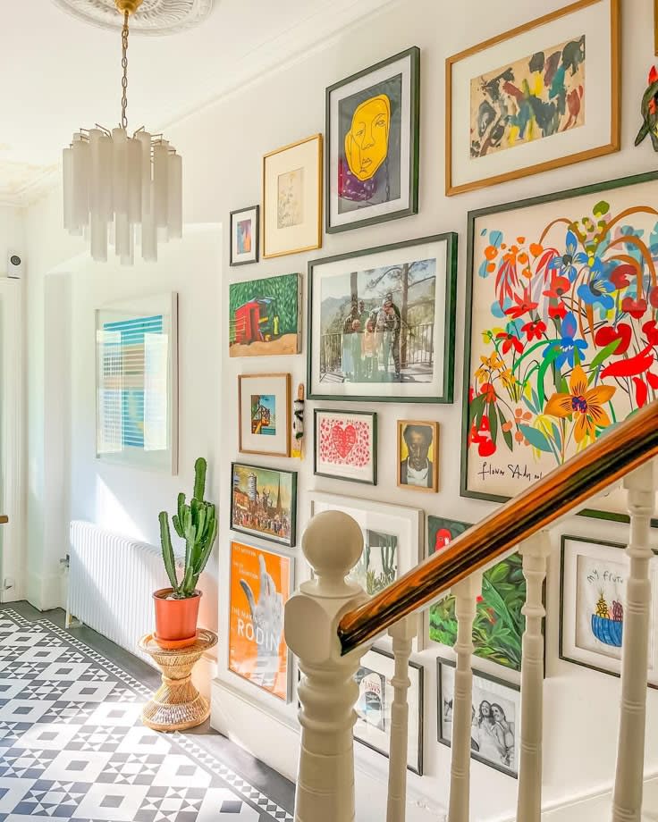 Bright gallery wall in hall