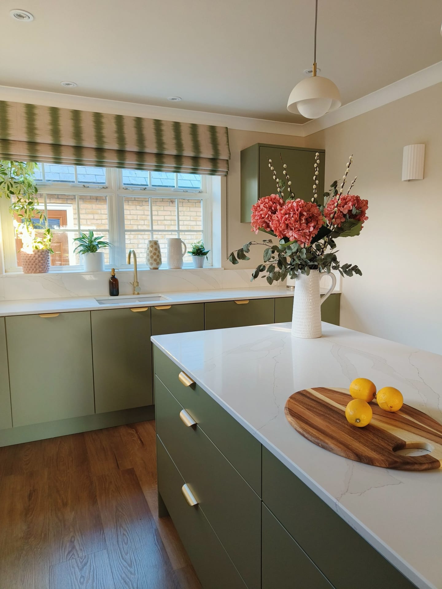 kitchen, island, green kitchen