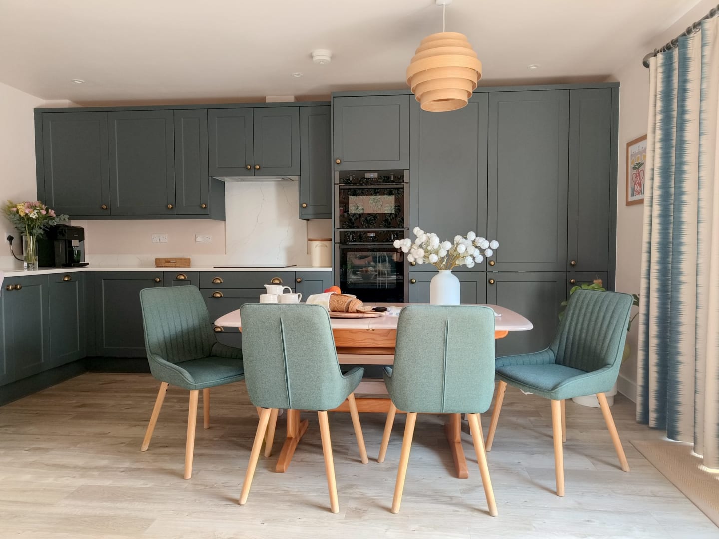 Green kitchen and dining chairs