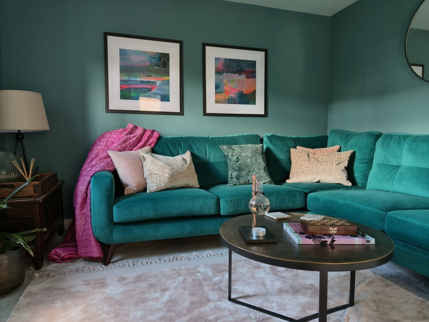 Teal corner sofa