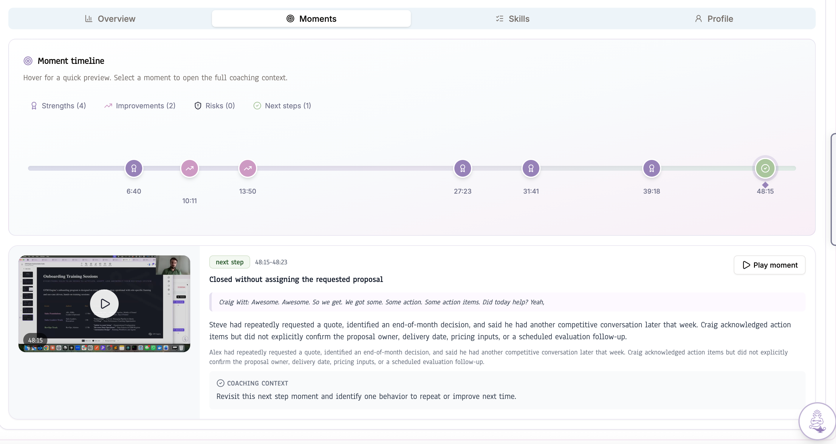 each call comes with contextual coaching