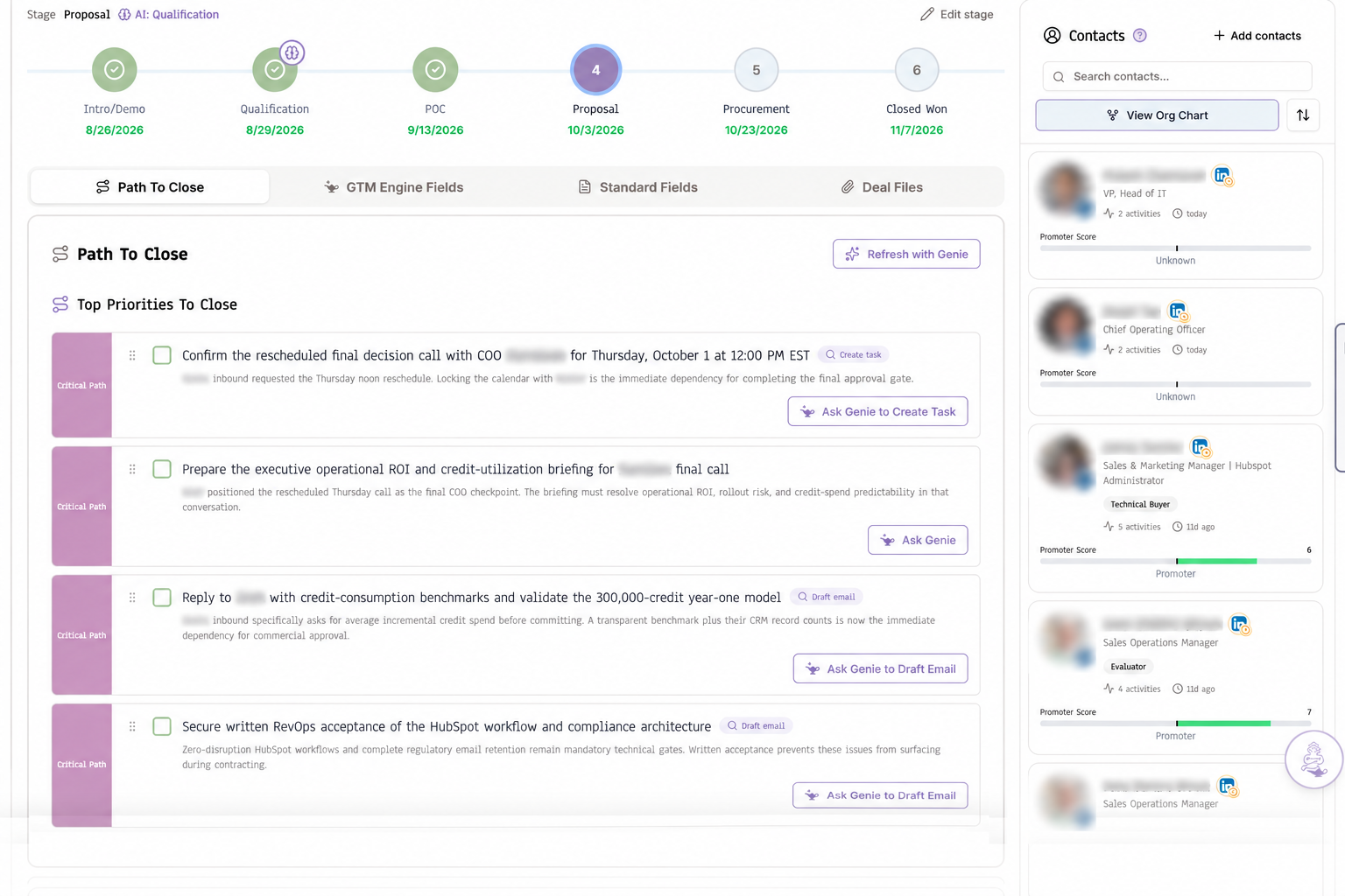 each deal comes with an actionable path to close based on buyer conversation