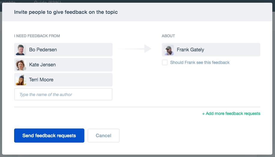 Requesting feedback from multiple people about a colleague