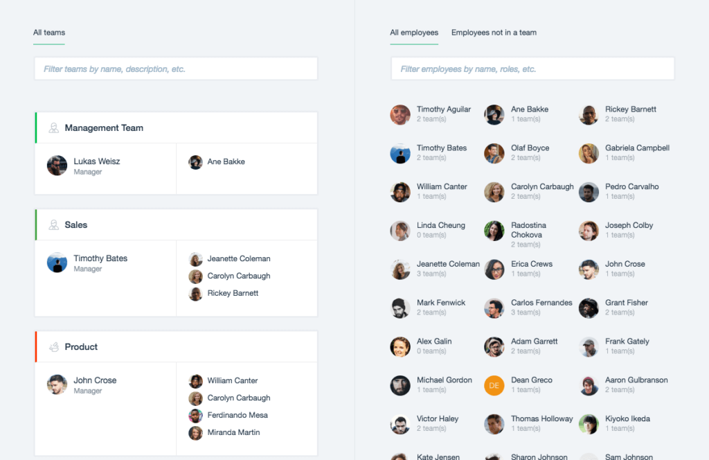 Employees in multiple teams
