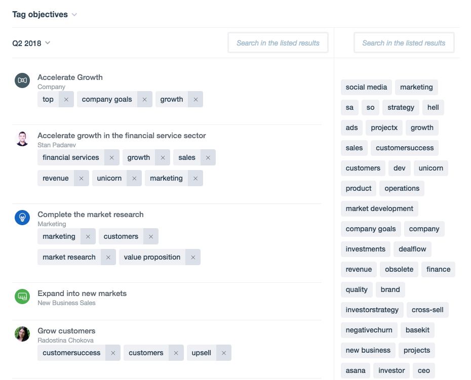 OKRs bulk tagging