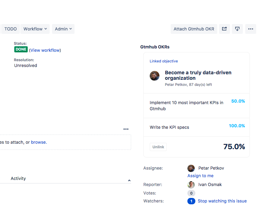 Work with OKRs directly from JIRA