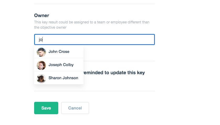 Assigning key result owner