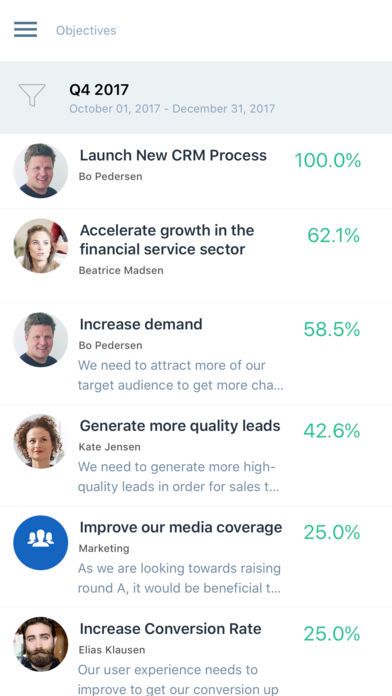 Your company OKRs on iPhone