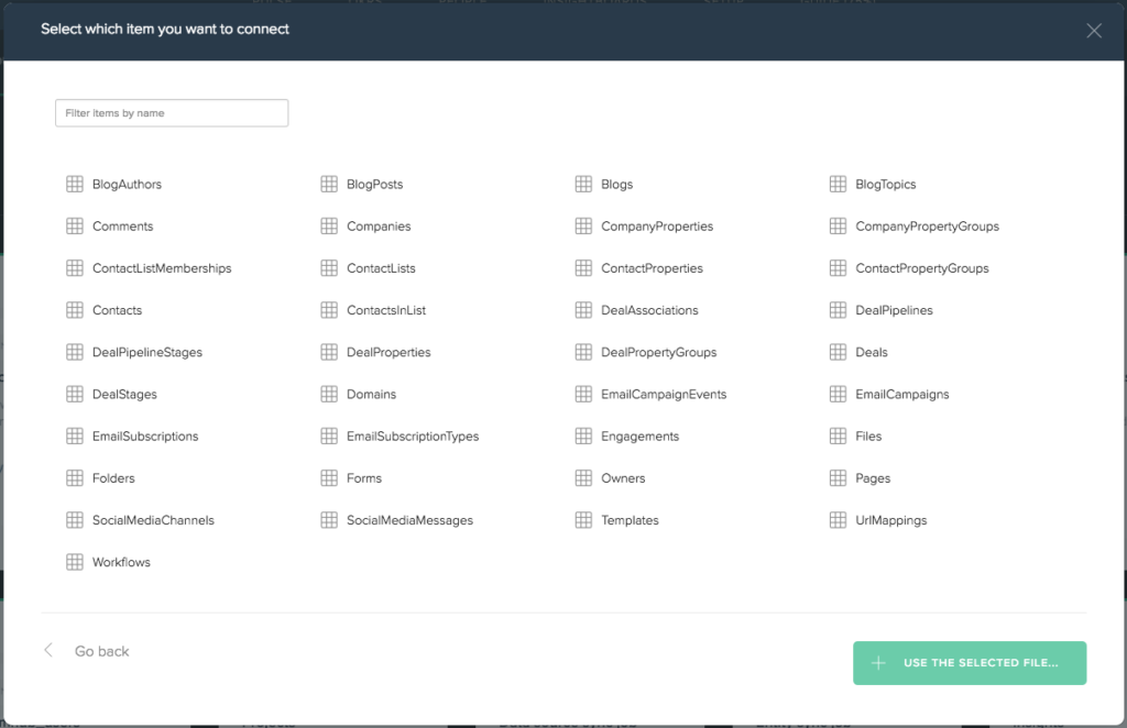 HubSpot supported data sources