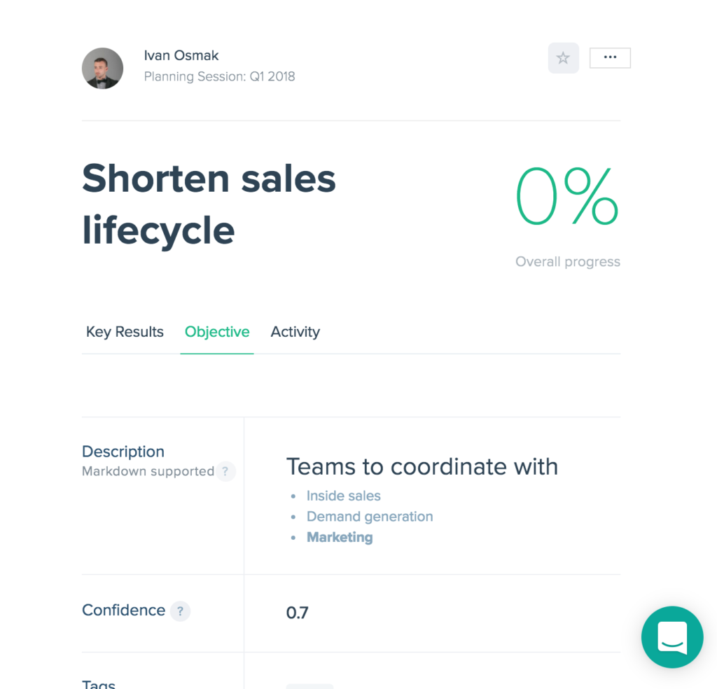 Formatted OKR description