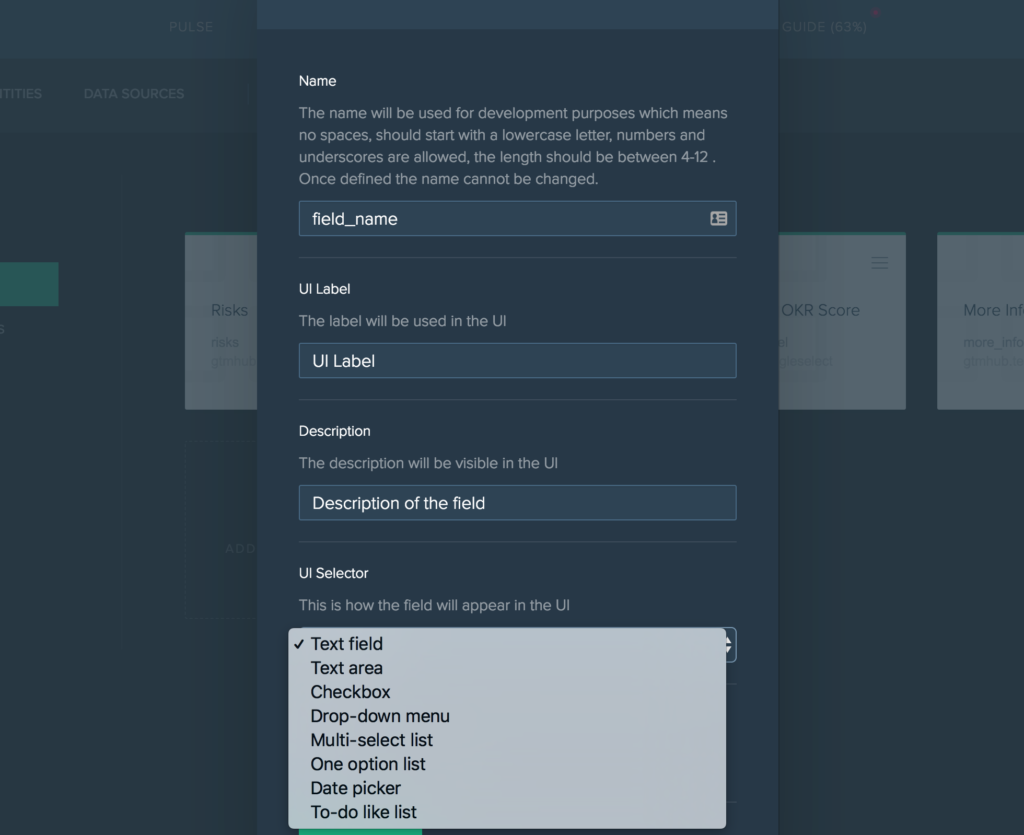 Custom fields definition