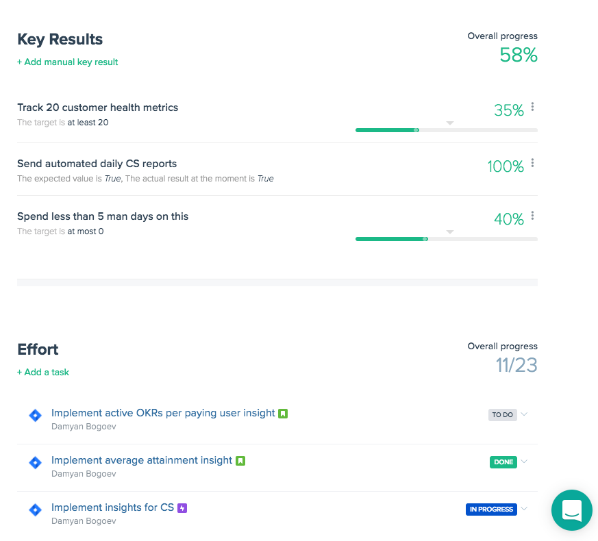 JIRA stories and epics in Gtmhub OKR