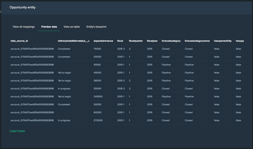 Preview entity data