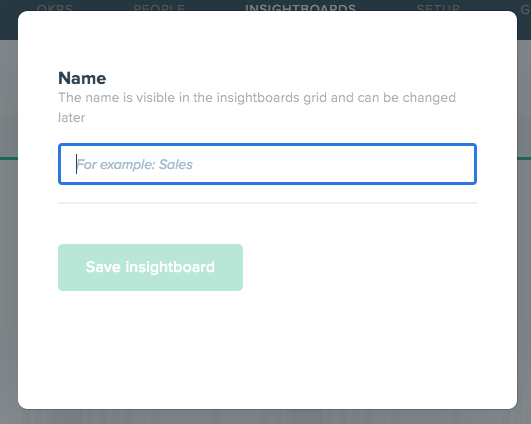 New InsightBoard dialog