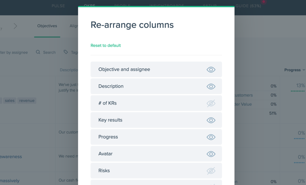 OKRs grid options