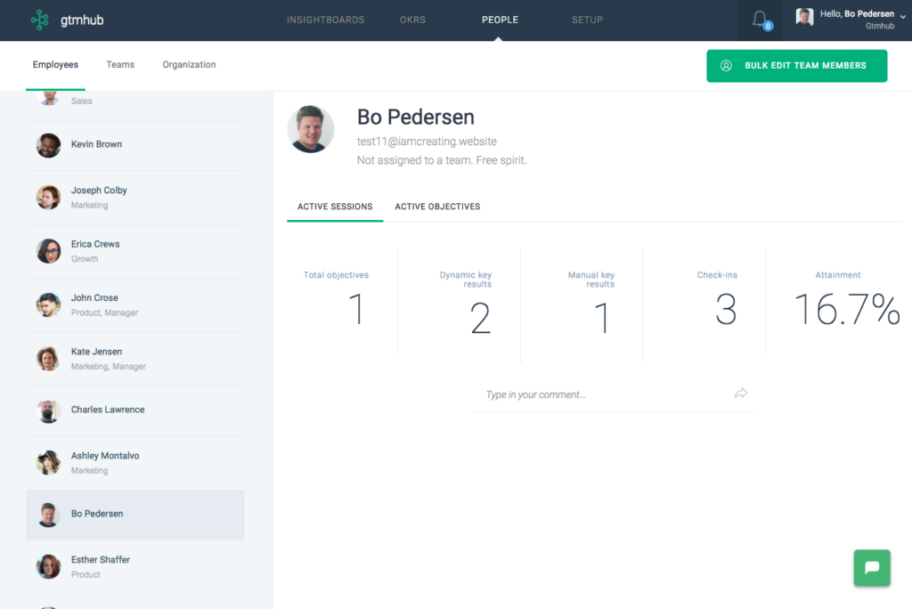 Employee OKR report