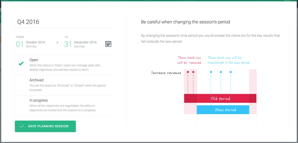 Planning session states