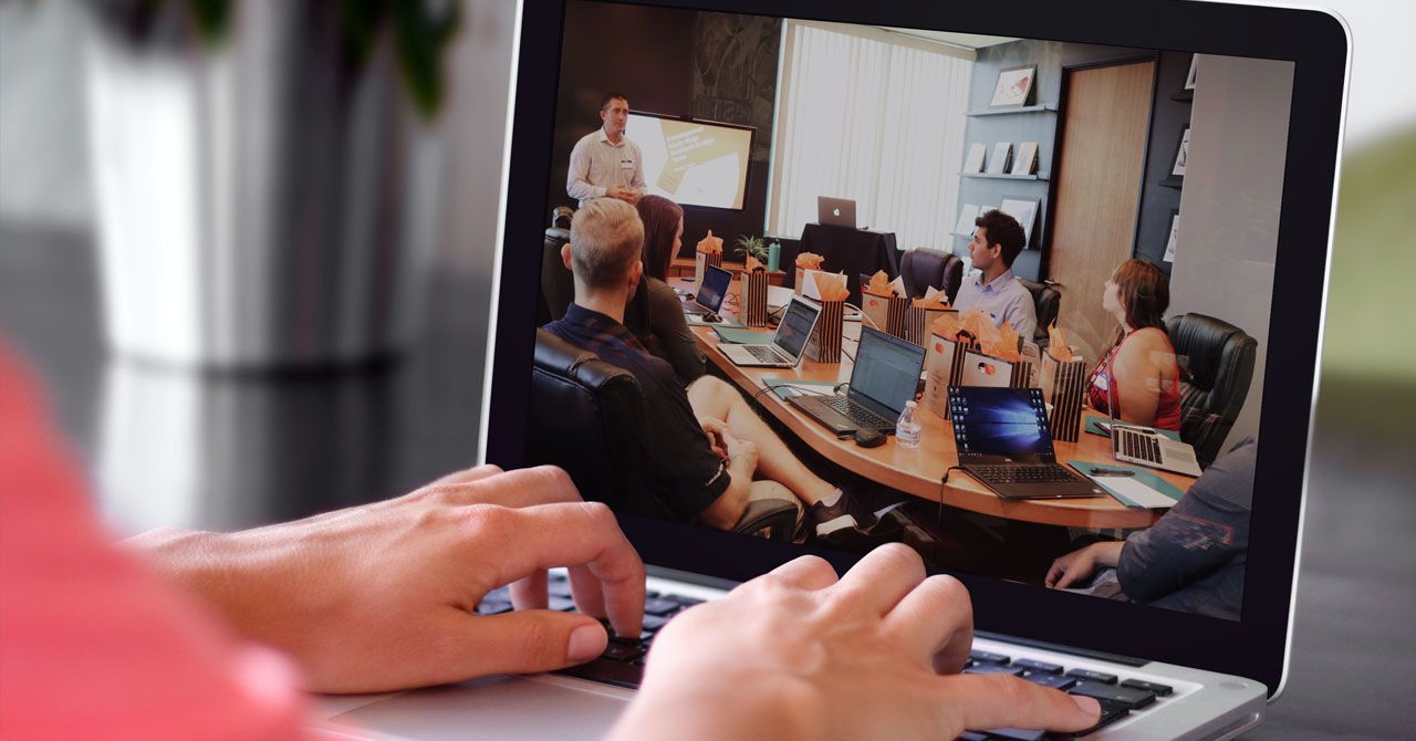 A remote worker attending a meeting