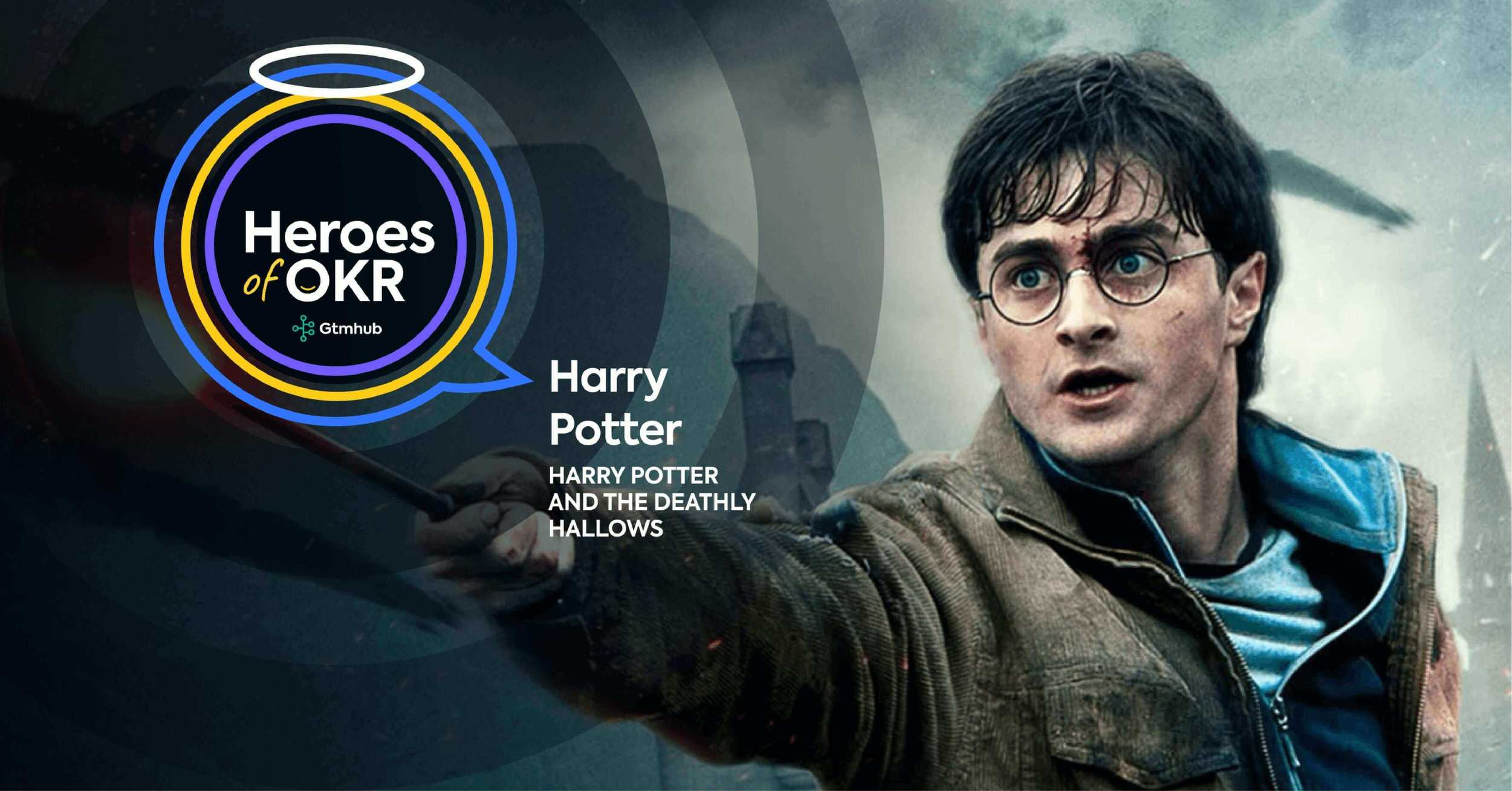 Harry Potter from Harry Potter and the Deathly Hallows film, pointing a wand towards the screen