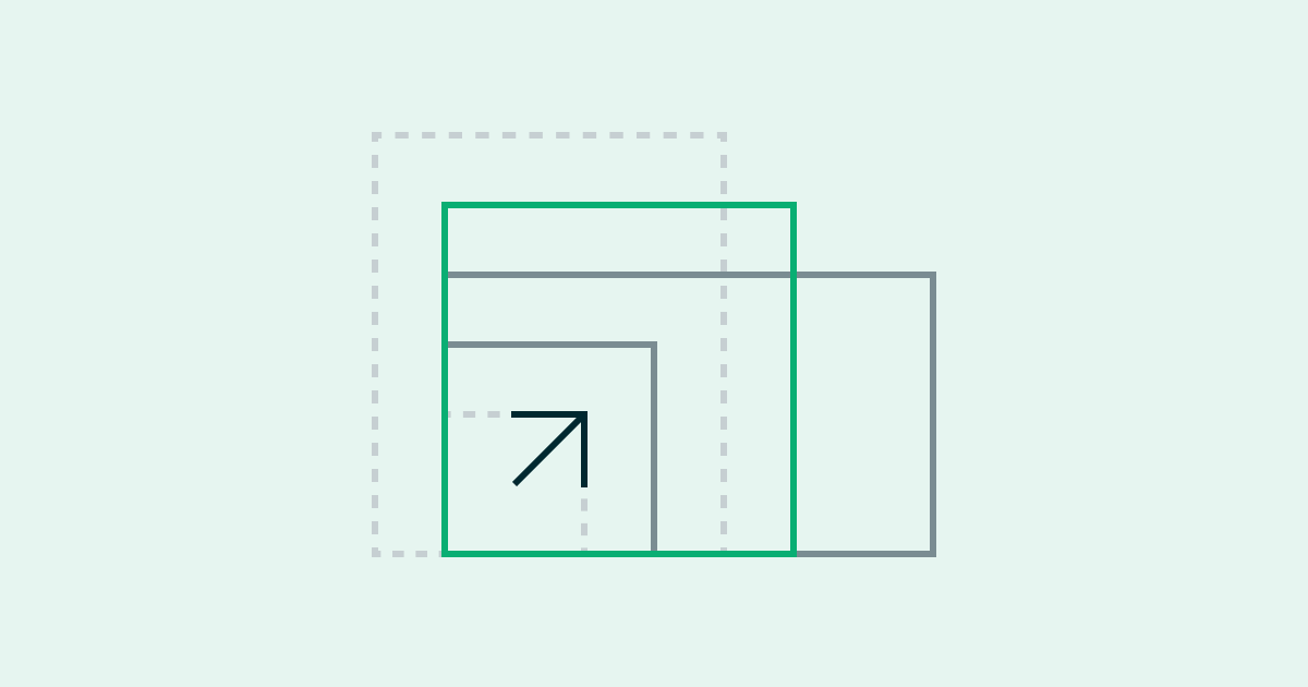 an illustration with nested squares and arrow representing OKRs for business