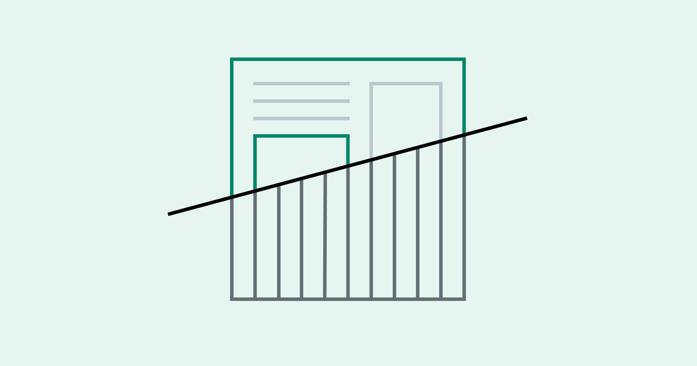 Dashboard outline cut off by bars graphic to represent business dashboards