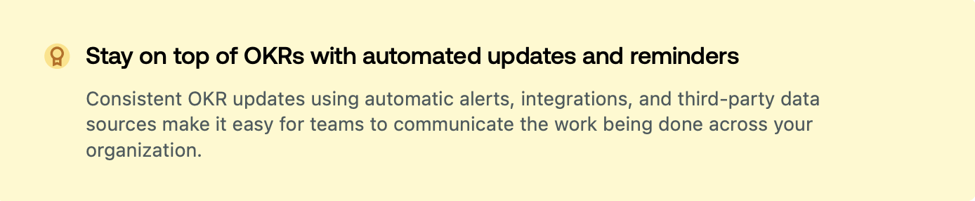 a graphic explaining how to maintain okrs with automated updates and reminders