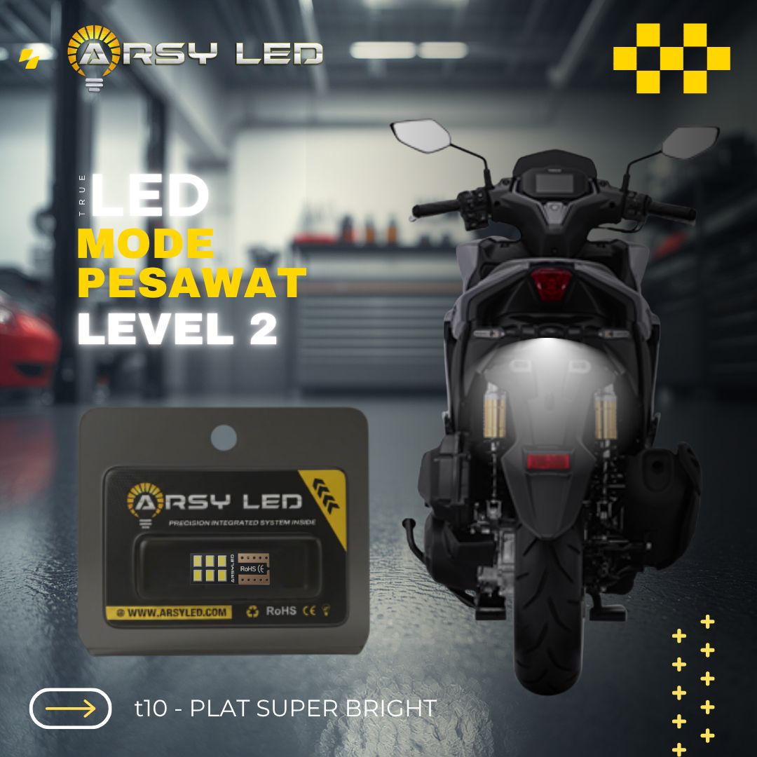 1PCS ARSYLED Lampu LED Plat Nomor Blitz Mode Pesawat Motor Nmax Turbo Neo Aerox Beat Vario OLD