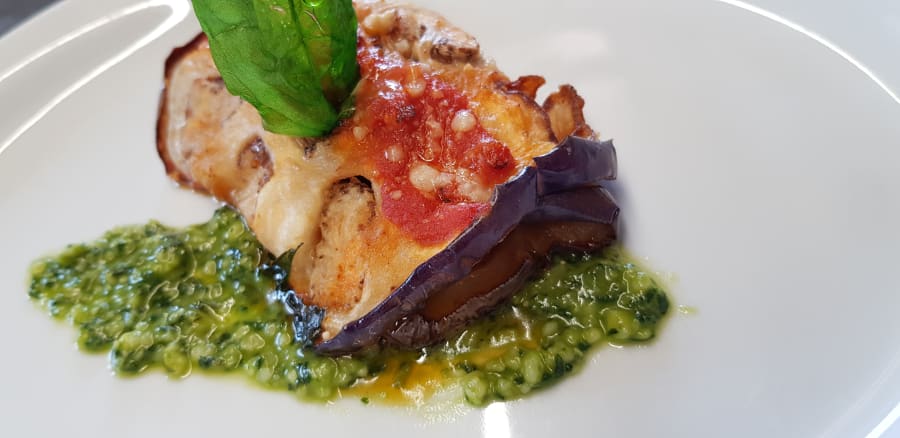 Agriturismo Guardastelle Bologna - INVOLTINI DI MELANZANA SU PESTO DI BASILICO 