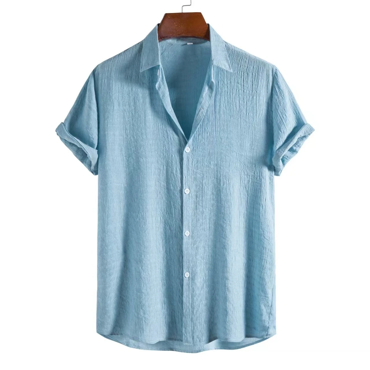 100% Cotton Linen Shirt Men Summer Short Sleeve Male T-shirts Breathable Tops Tee White Clothing Casual Fashion Shirts For Men detail