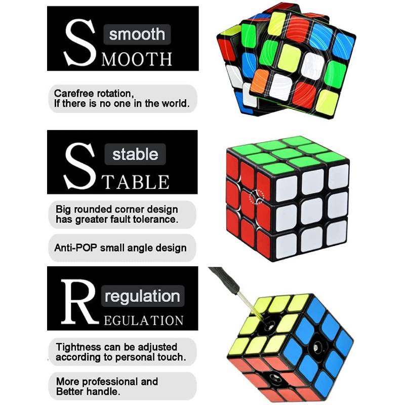 3x3 Magic Speed Cube 3x3x3 Puzzle Party Toy Professional Magic Cube 3D Smooth Puzzle Brain Teasers Twist Toys for Kids Adults detail