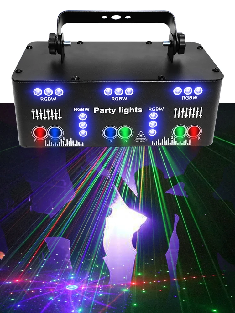 ALIEN 21 Hole RGB Party DJ Disco Beam Patterns Stage Laser Light Projector RGB UV LED Strobe Sound Party Holiday Wedding Lamp detail