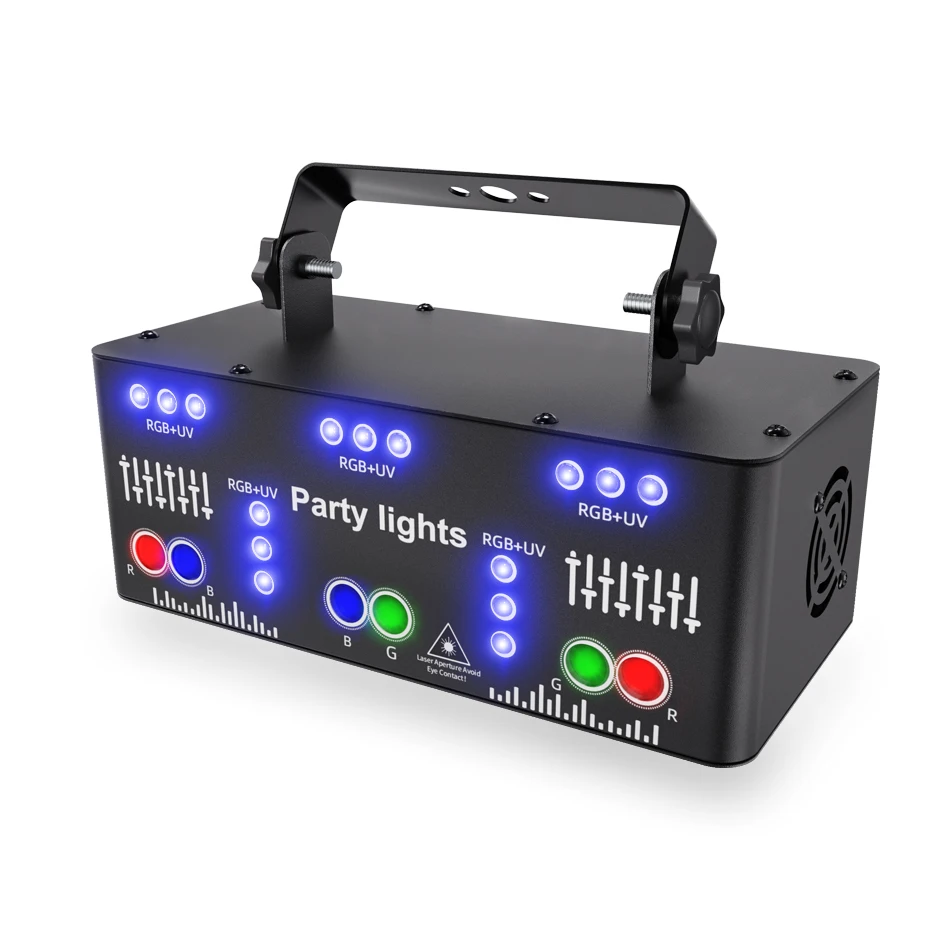 ALIEN 21 Hole RGB Party DJ Disco Beam Patterns Stage Laser Light Projector RGB UV LED Strobe Sound Party Holiday Wedding Lamp detail