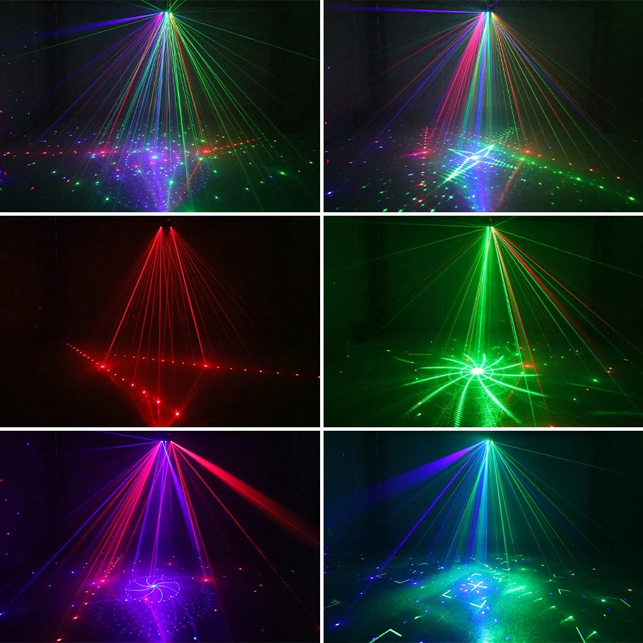 ALIEN 21 Hole RGB Party DJ Disco Beam Patterns Stage Laser Light Projector RGB UV LED Strobe Sound Party Holiday Wedding Lamp detail