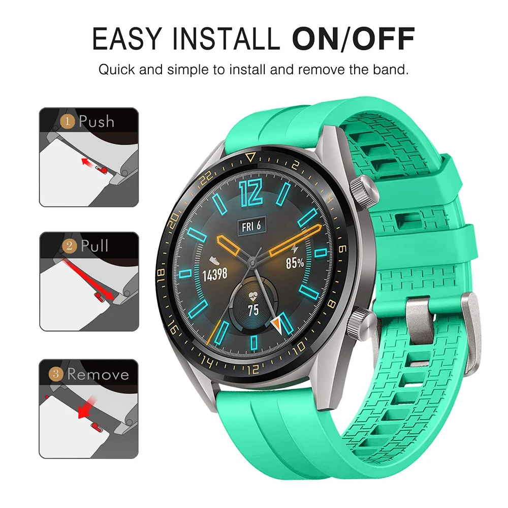20mm 22mm watch band for Samsung Galaxy watch 6/5/pro/4/6 classic/Active 2 Silicone Sport bracelet huawei gt 4-3-pro-2-2e strap detail