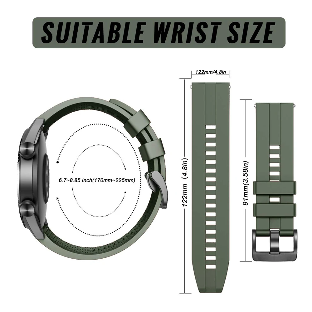 20mm 22mm watch band for Samsung Galaxy watch 6/5/pro/4/6 classic/Active 2 Silicone Sport bracelet huawei gt 4-3-pro-2-2e strap detail