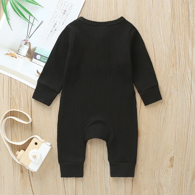 Spring Autumn Newborn Infant Baby Boys Girls Full Sleeve Rib Cotton Romper Playsuit Jumpsuit detail