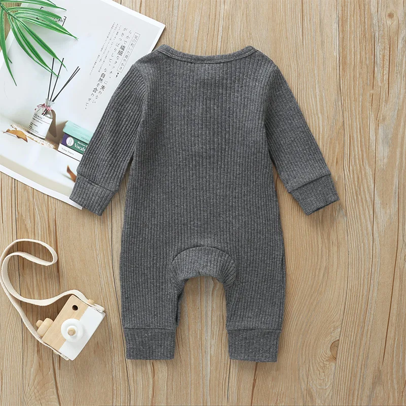 Spring Autumn Newborn Infant Baby Boys Girls Full Sleeve Rib Cotton Romper Playsuit Jumpsuit detail