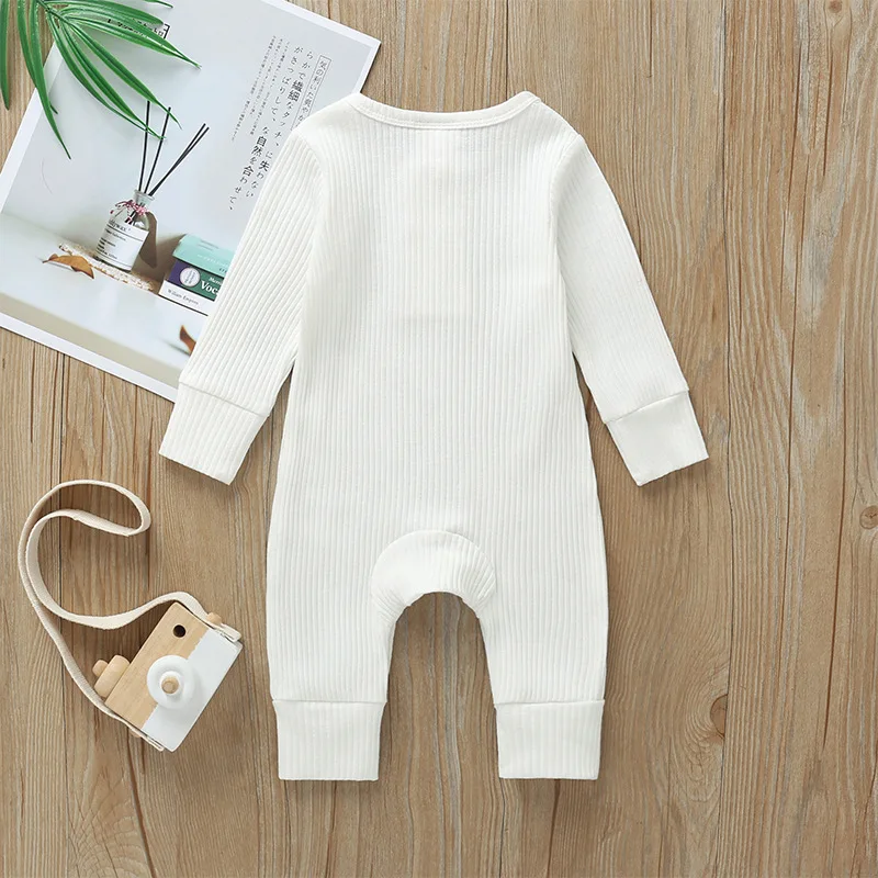 Spring Autumn Newborn Infant Baby Boys Girls Full Sleeve Rib Cotton Romper Playsuit Jumpsuit detail
