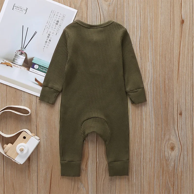 Spring Autumn Newborn Infant Baby Boys Girls Full Sleeve Rib Cotton Romper Playsuit Jumpsuit detail