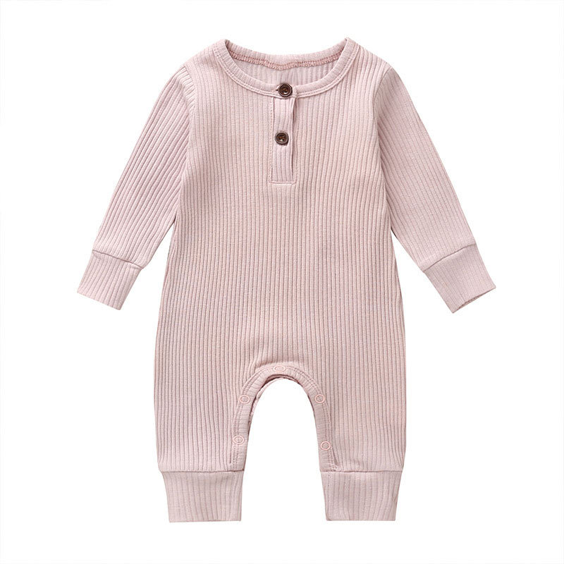 Spring Autumn Newborn Infant Baby Boys Girls Full Sleeve Rib Cotton Romper Playsuit Jumpsuit detail