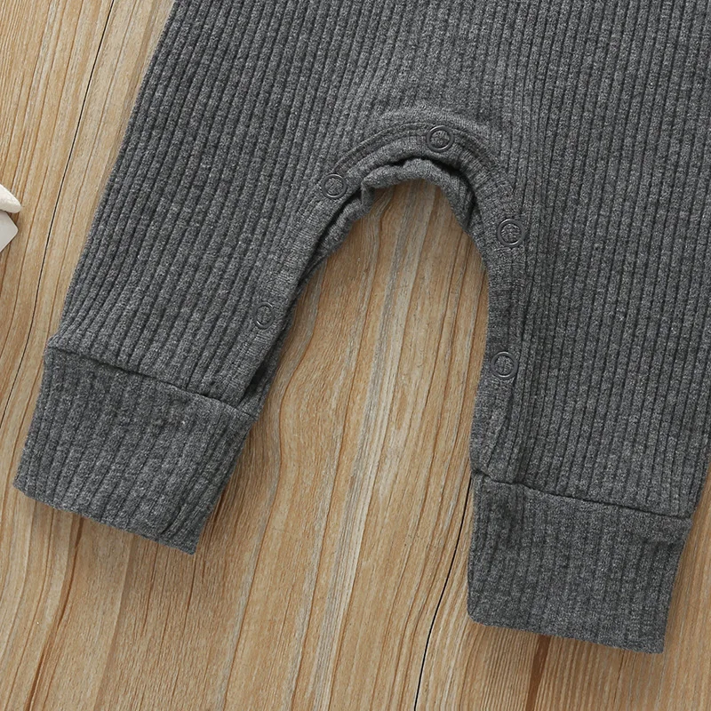 Spring Autumn Newborn Infant Baby Boys Girls Full Sleeve Rib Cotton Romper Playsuit Jumpsuit detail