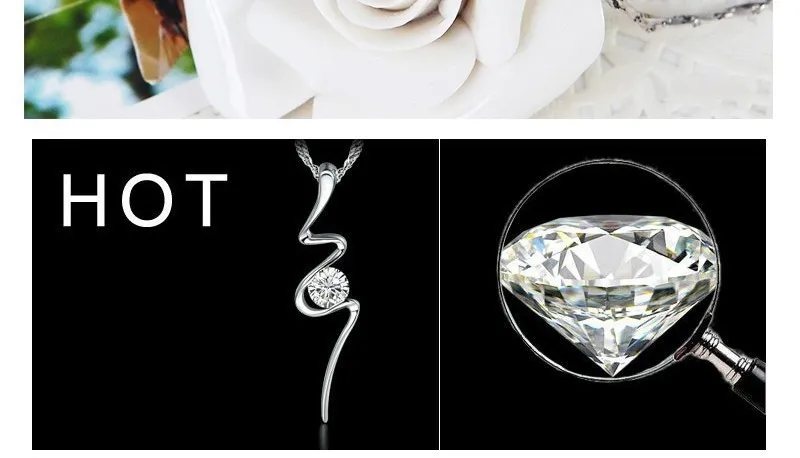 Crystal CZ Snake Pendant Necklace Temperament Silver Color Clavicle Chain Choker Necklaces For Women Wedding Jewelry detail