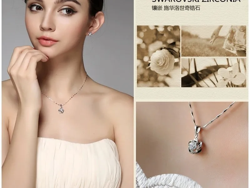 Crystal CZ Snake Pendant Necklace Temperament Silver Color Clavicle Chain Choker Necklaces For Women Wedding Jewelry detail