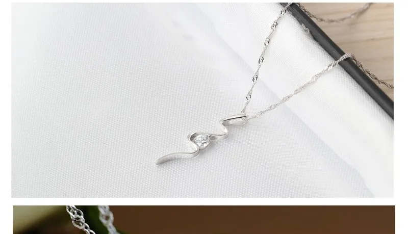 Crystal CZ Snake Pendant Necklace Temperament Silver Color Clavicle Chain Choker Necklaces For Women Wedding Jewelry detail