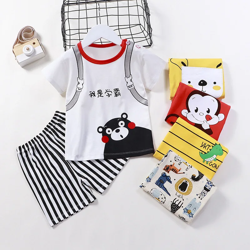 Kids Clothes Set Baby Boy/Girl T-Shirt + Shorts Summer Clothing Cotton Cartoon Casual Boys Tracksuit Children Baby Clothes Set detail